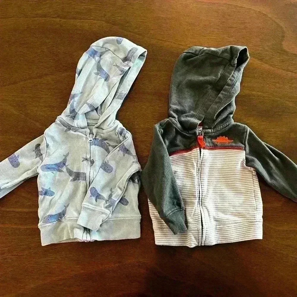 Lot Of 2. Carter's Zipup Hoodie Pullover Size 3 Months Boys